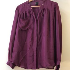 Barney’s NY Co-op burgundy silk blouse